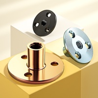 Écrou de fixation pour pied de meuble/canapé, grade 4.8, trois trous, diamètre de trou 6 mm, corps en fer, plaqué zinc/galvanisé, droite, couleur plaquée