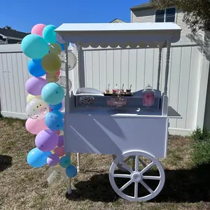 Customized wooden candy cart With wheels for wedding children wood display racks party decoration sweet bar cake candy carts