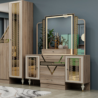 Ensemble de Chambre à Coucher Classique avec Cadre en Bois, Lit King Size, Meubles de Luxe Modernes pour Chambre Principale Double