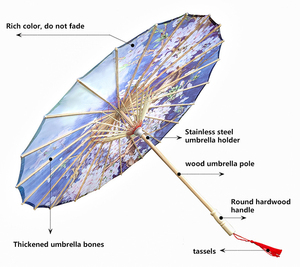 Parapluie Fait Main en Soie Japonaise et Chinoise, Style Classique, Décoration de Plafond Droite, Artisanat pour Mariage, Parasols en Papier - Product Image 4