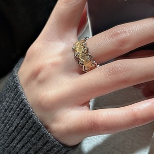 Anillo Abierto Vintage de Lujo con Diseño de Nicho, Plata de Ley S925 con Incrustaciones de Oro Blanco, Ideal para Regalo - Product Image 2
