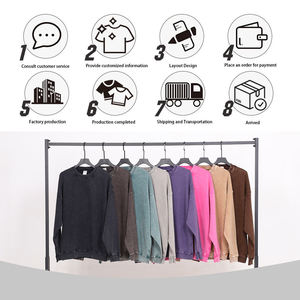 Sweat-shirt pour homme en coton 100% French Terry 420 GSM, col rond, couleur unie, effet délavé vintage, style batik. - Product Image 5