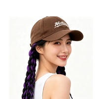 Casquette de baseball et perruque queue de cheval tressée 2-en-1, double tresses, fabriquée à la machine, réglable, cheveux synthétiques résistants à la chaleur, 9 couleurs, 1 pièce
