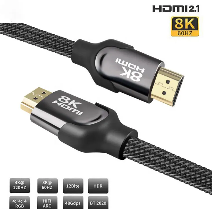 เหล็กโลหะผสมเกรดสูง HDMI พร้อมอีเธอร์เน็ต 8K 4K 2K 3D 2160P PremiumสายHami