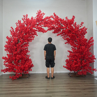 DKB Crafts Flower Factory Nouvelle Arche de fleurs artificielles en cerisier rouge de 10 pieds pour la décoration de l'entrée de mariage