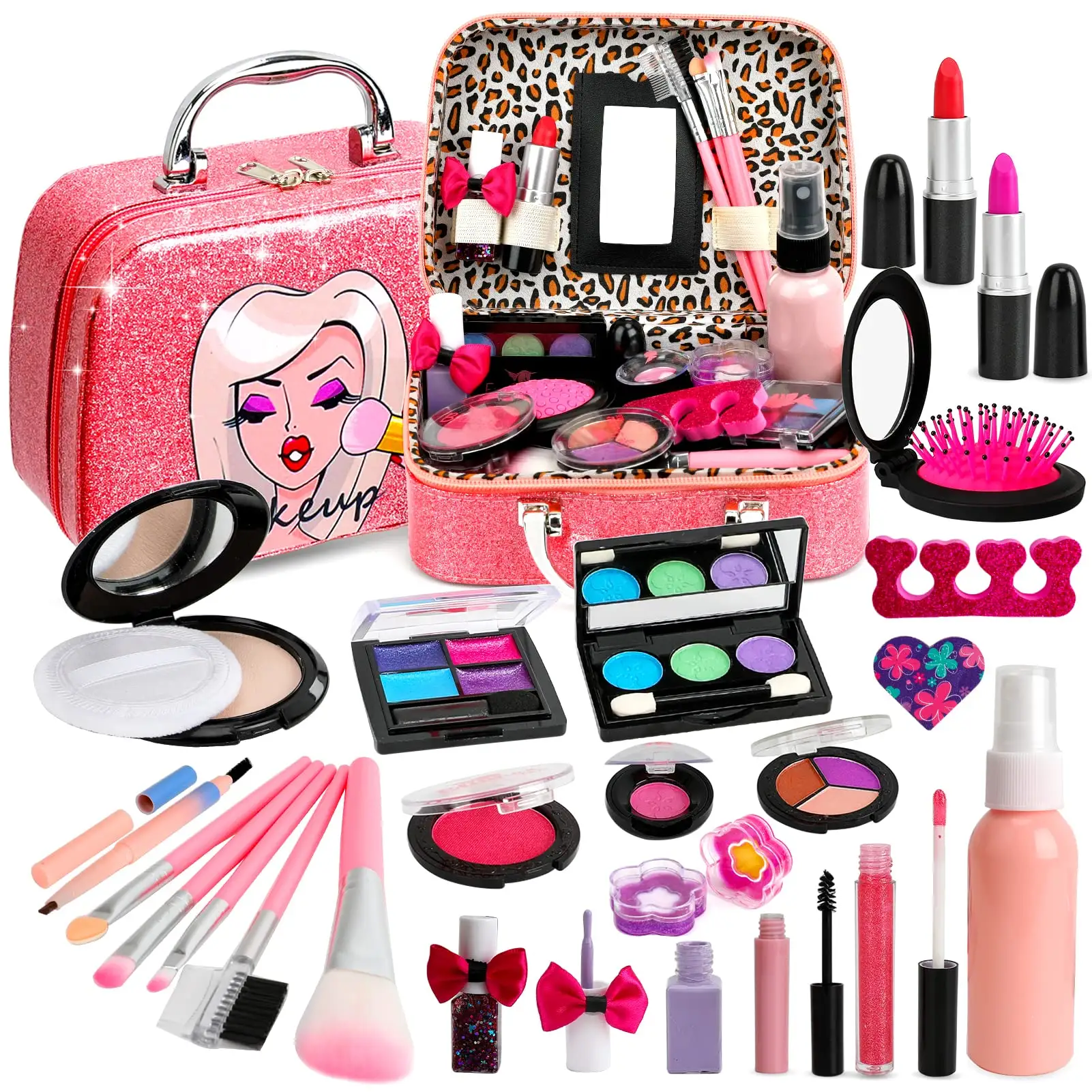 41 Pcs Kids Makeup Toy Kit for Girls, Washable Makeup Set Toy with