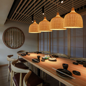 โคมไฟวินเทจทรงกลม โคมไฟหวายสานสำหรับร้านอาหาร โคมไฟไม้ไผ่ โคมไฟระย้าสไตล์คันทรี่ โคมไฟเพดาน โคมไฟหวาย - Product Image 3