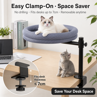 Perchoir de fenêtre pour chat en maille respirante, lit suspendu rotatif à 360° avec fixation par pince, tissu rafraîchissant et support peu encombrant
