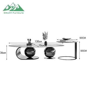 Mesa <span class=keywords><strong>de</strong></span> <span class=keywords><strong>Centro</strong></span> Moderna <span class=keywords><strong>de</strong></span> Lujo Wayon con Base Geométrica Única para Sala <span class=keywords><strong>de</strong></span> Estar <span class=keywords><strong>de</strong></span> Villa - Product Image 6