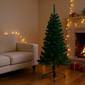 Sapin de Noël artificiel en PVC vert de 1,5 m pour coin, décoratif, autoportant, pour intérieur, installation facile - Product Image 2