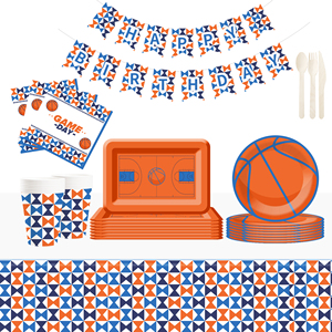 DAMAI - Platos, Vasos y Servilletas de Papel con Forma de Baloncesto Personalizados para Fiestas de Cumpleaños - Product Image 1