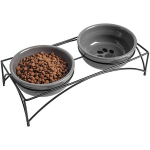 Juego de comederos dobles elevados Utung para perros y gatos, para comida y agua, diseño moderno con soporte. - Product Image 1