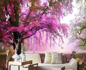 Papier peint personnalisé Fantasy Sakura Trees <span class=keywords><strong>Sika</strong></span> Deer Mural Mural Salon Chambre Fond d'écran - Product Image 3