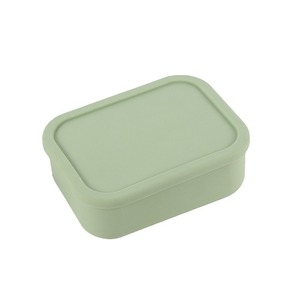 Green Rectangle Silicone <b>Lunch</b> <b>Box</b> With Seal Lid For Students And Office Workers - Product Image 1