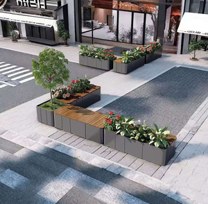 Bancs publics modernes en plastique écologique avec pots <span class=keywords><strong>de</strong></span> fleurs, durables, pour s'asseoir et se reposer, idéaux pour les centres commerciaux, MOQ 1 pièce - Product Image 2