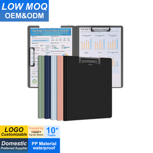 Porte-documents pliables en plastique avec double clip à profil bas, porte-documents de rangement pour papier <span class=keywords><strong>A3</strong></span> A4 - Product Image 1