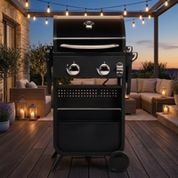 Barbecue portable pliable de table à gaz propane 2 brûleurs, robuste, en métal, avec dispositif de sécurité flamme et revêtement poudré
