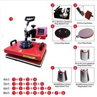 Venta caliente 8 1 Combo Máquina de prensa de calor digital Sublimación multifunción para sombreros de taza-para uso semiautomático de 110V/220V