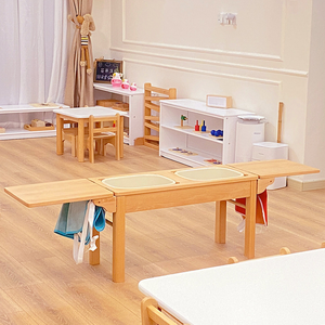 Tavolo Sensoriale Montessori in Legno di Faggio per Bambini, Arredamento in Legno per Asili <span class=keywords><strong>e</strong></span> Scuole Materne, Tavolo per Attività con Sabbia <span class=keywords><strong>e</strong></span> Acqua - Product Image 1