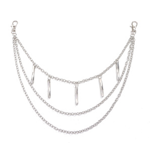 โซ่โลหะหลายชั้นทรงเรขาคณิต โซ่คาดเอว แฟชั่นฮิปฮอป โซ่คล้องกางเกงลำลอง โลหะผสมสังกะสี สีขาว K - Product Image 5