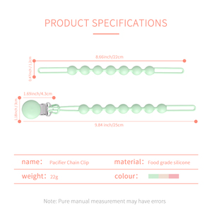 Cadena de chupete de bebé de diseño de una pieza duradera Fácil de usar Silicona suave, <span class=keywords><strong>Clip</strong></span> de chupete no tóxico y sin BPA - Product Image 6