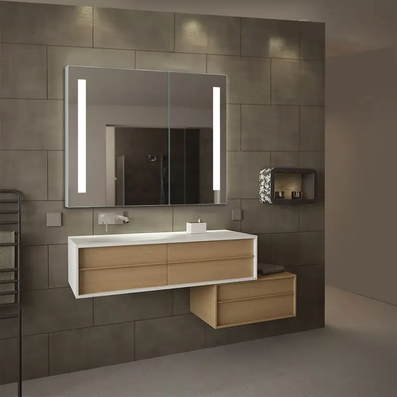 Bi-View Modern Recessed Design Bathroom Vanity Led Mirror Cabinet