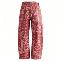 Jean baggy taille mi-haute pour femme, motif floral patchwork, style Y2K, coupe boyfriend, longueur cheville, 98% coton