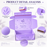 Boîte d'expédition personnalisée HONPAK avec bande adhésive pour produits de beauté, boîte d'emballage en carton ondulé imprimée pour les marques de commerce électronique