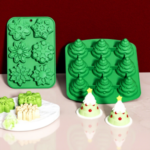 Moule à gâteau en silicone de Noël, moule de cuisson 3D Arbre et Flocon de Neige de qualité alimentaire pour chocolat, savon et pâtisserie DIY - Product Image 1