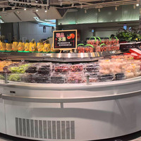 Koelvitrine voor kaas, fruit en vlees, met afstandsbediening, voor supermarkten, met vaste verticale glazen vitrine en luchtkoeling.