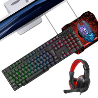 Kit clavier et souris filaires pour jeux, 104 touches avec rétroéclairage RVB, clavier ergonomique pour joueur, souris, casque, tapis de souris
