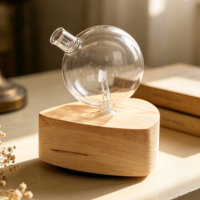 Diffuseur d'aromathérapie nébulisant en verre et bois de pin, capacité 25 ml d'huiles essentielles, pour chambre et bureau