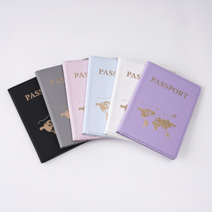 Étui de passeport de voyage en cuir PU avec conception de <span class=keywords><strong>carte</strong></span> personnalisée et ensemble d'étiquettes à bagages - Product Image 2