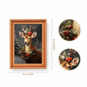 Custom Christmas Wooden <b>Frame</b> Fridge Magnet Set Santa Snowman Reindeer Art Holiday Kitchen Decoration Winter Home Ornament - Product Image 2