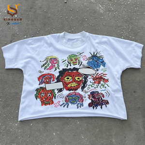 Camiseta Corta Oversize de Alta Calidad Estilo Urbano, 300GSM, Algodón Pesado, Diseño Gráfico Vintage, Camiseta Boxy Personalizada para Hombre - Product Image 1