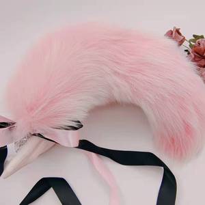 Plug anal en forme <span class=keywords><strong>de</strong></span> queue <span class=keywords><strong>de</strong></span> renard rose, poudre <span class=keywords><strong>de</strong></span> fard à joues, couleur givre blanc, grand plug anal en forme <span class=keywords><strong>de</strong></span> queue - Product Image 2