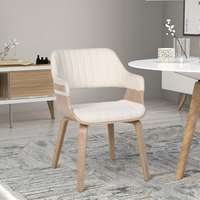Chaise de salle à manger moderne et durable avec pieds en bois Dossier et accoudoirs en tissu rembourrés avec cadre en bois courbé pour la salle à manger et le salon