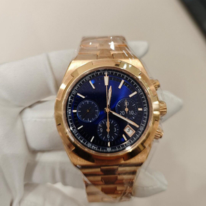 Reloj Cronógrafo Premium para Hombre, Tono Oro Rosa de 18K, Esfera Azul, Movimiento Automático con Bisel Taquímetro - Product Image 1