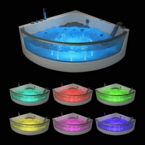 Jaccuzzis en acrylique blanc Égouttoir de baignoire de massage d'angle à LED autoportant intérieur/extérieur pour hôtels villas salles de bain - Product Image 1