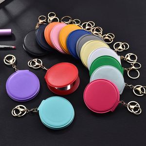Mini miroir de poche pliable avec étui en cuir PU multicolores, logo personnalisé imprimé, 8 cm, porte-clés portable pour usage domestique quotidien - Product Image 2