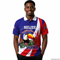 Polo personnalisé pour la Journée de l'Indépendance du Belize 1981 avec logo de Tucan à bec en bec de canard, T-shirt polo personnalisé avec logo Belize