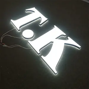 Custom Wall Mounted 3d Led Acrylic Signage Frontlit and Backlit Channel Letters Business Led Backlit Words