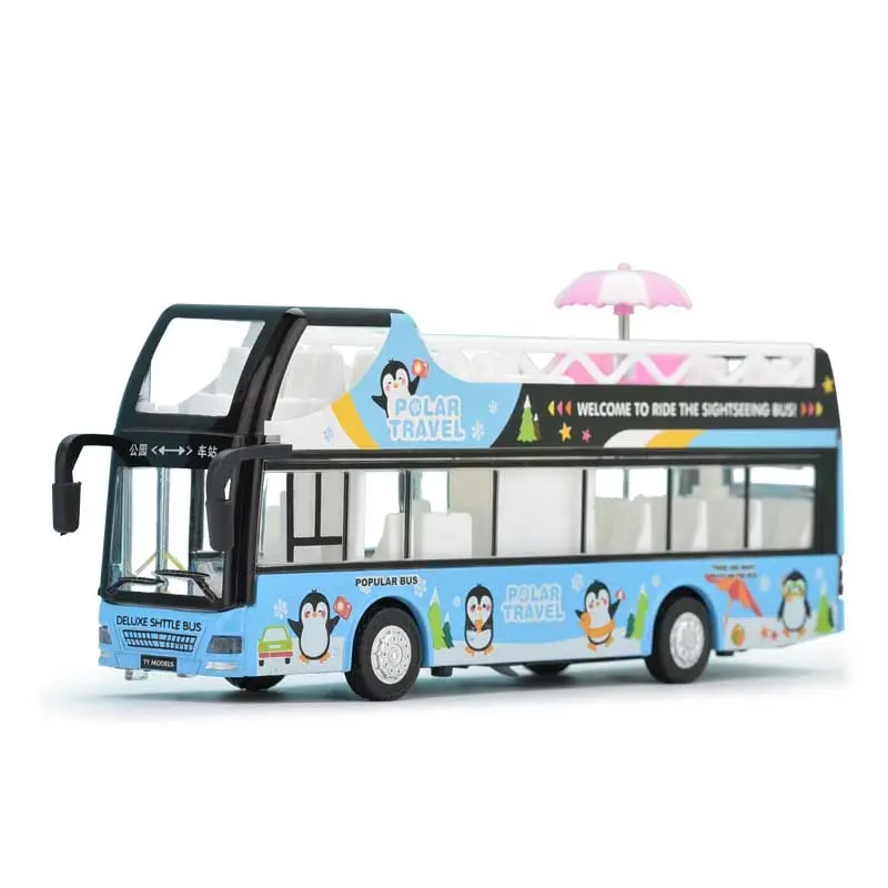 Modelo de carro de liga de luxo, brinquedo para escala, modelo de ônibus, brinquedo, pode abrir a porta, puxar para trás, liga, carro, brinquedos com luz