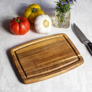 Tabla de cortar de madera de acacia curvada grande, tabla de cortar de cocina, resistente y duradera para servir en casa y preparar alimentos - Product Image 4