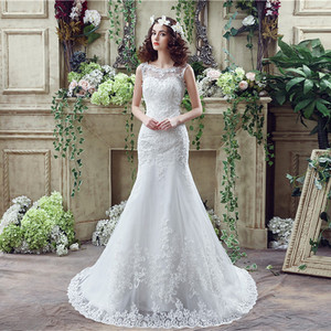 S0520N New High Quality Bride Fishtail <b>White</b> Lace Mermaid Bohemian <b>Wrap</b> Floor-Length Trailing Perspective Wedding Princess - Product Image 1