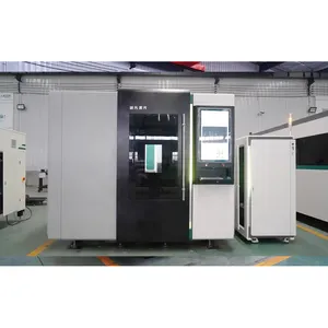 Mesin pemotong Laser serat logam CNC efisiensi tinggi 2000W 3000W mesin pemotong Laser tertutup Raycus