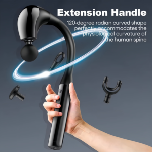 Pistola de masaje con motor sin escobillas de tejido profundo con mango extendido, masajeador de espalda y cuello de percusión, dispositivo portátil de recuperación muscular - Product Image 5