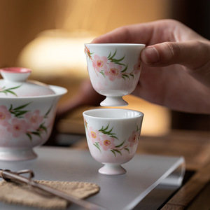 Guanlan White Porcelain Hand Painted Small Stem Teacup Ceramic Tasting Cup Kung Fu <b>Tea</b> <b>Set</b> Dehua Origin - Product Image 2