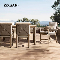 Fauteuil d'hôtel nordique en teck pour patio, mobilier d'extérieur, restaurant, balcon, imperméable, luxe, cour, piscine, canapé 2 places en bois