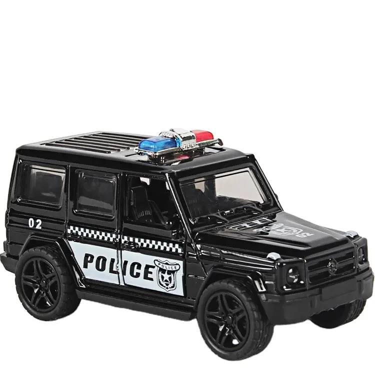 Camión de policía de Metal fundido a presión, modelo 1:39, puertas abiertas, juguete de coches pequeños de metal